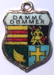 DAMME DUMMER, Germany - Vintage Silver Enamel Travel Shield Charm